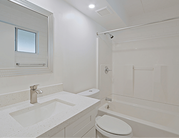 Tile backsplash in bathrooms
